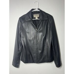 VTG Sonoma Jean Company Black Lambskin Leather Full Zip Lined Jacket - Size M